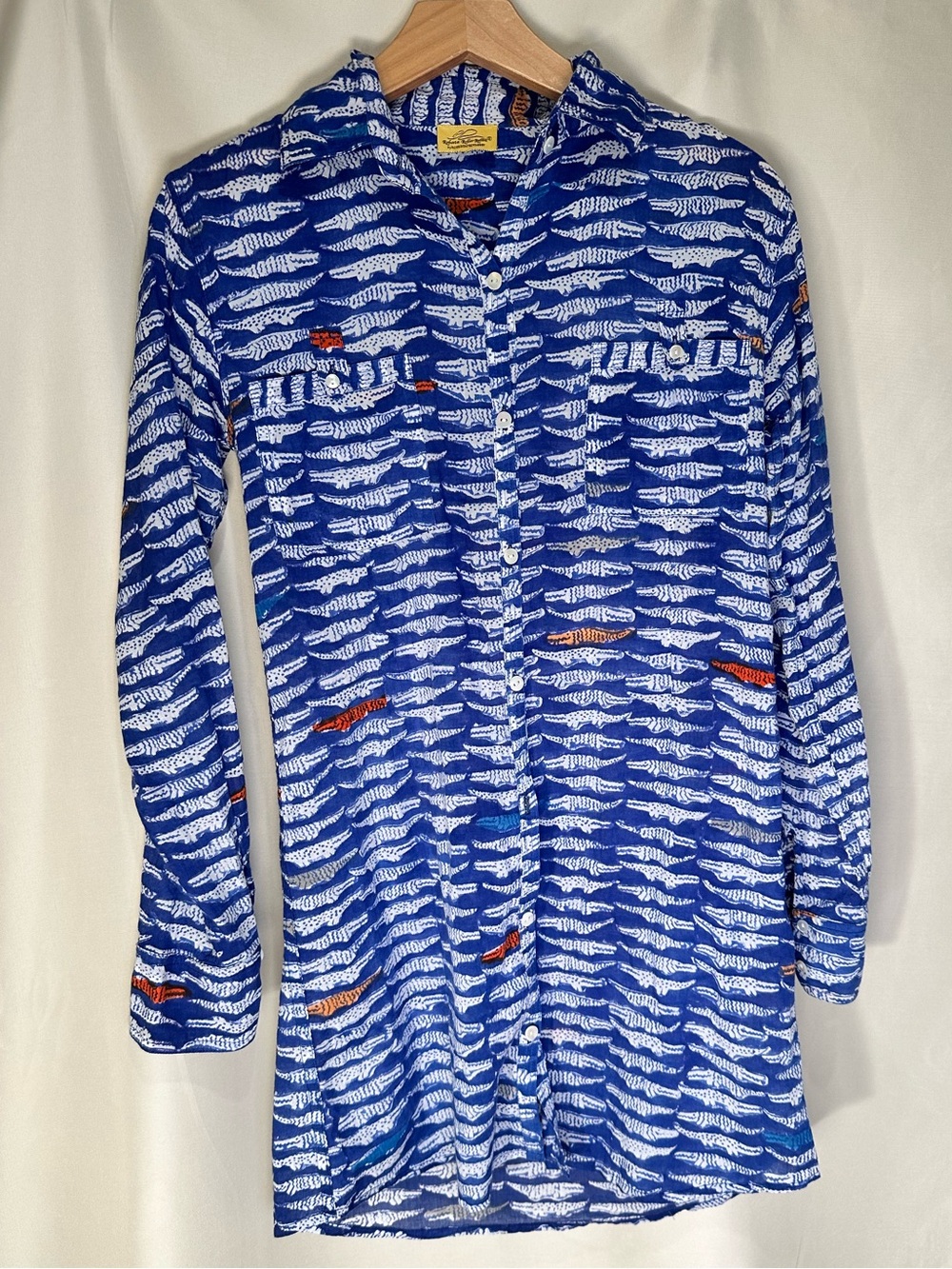 Roberta Roller Rabbit Crocodile print shirt dress or beach cover-up size small